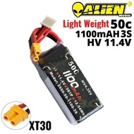 Alienmodel 3S 11.4HV 1100mAh 50C Lipo Battery with XT30 Plug AL1100/50-3S