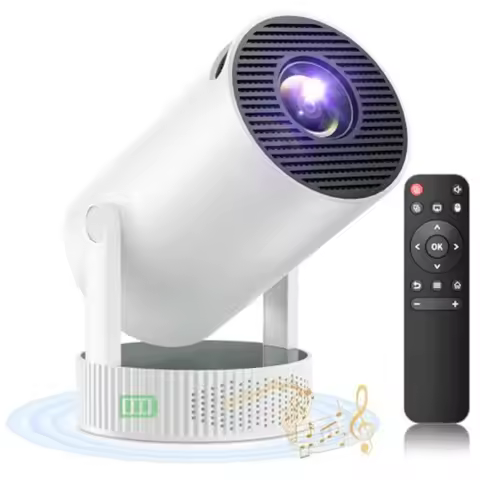 Portable 4K Mini Projector with Battery WiFi Bluetooth Built-in Apps for Bedroom Compatible with iPh