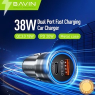 BAVIN PC888 20W Fast Charging Car Charger with USB (18W) & Type-C (20W) Ports Frosted Metal Finish