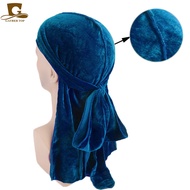 Head Wrap Durag Long Tail Beanies Cap Stretchable Velvet Durag Straps Headwraps for Men Women