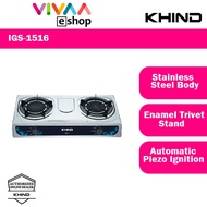 Khind IGS1516 Infrared Gas Cooker Stainless Steel Body Double Burner Table Stove