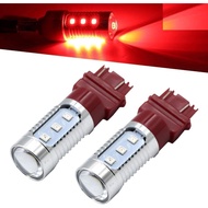 Syneticusa 7443 Red LED Stop Brake Flash Strobe Rear Alert Safety Warning 12-LED Light Bulbs