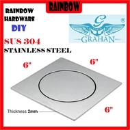 GRAHAN 6"X6" SUS304 STAINLESS STEEL H/D FLOOR TRAP GRATING - GH92-6611 (ANTI-RUST,ANTI-BAD SMELL,ANT