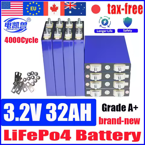 New 3.2V 32Ah Lifepo4 Battery 4S 12.8V 30Ah 3C 5C Lithium Iron Phosphate Battery Pack Solar Motorcyc