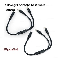 10pcs DC 18awg 10A 0.3M 1 female to 2 male 2 Way Splitter Connector Power Supply Adapter cable  Exte