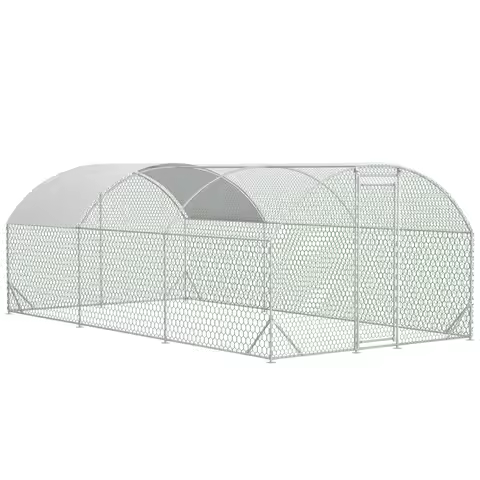 9.84x19.68x6.56 FT Dome Galvanized Steel Chicken Coop Run Large UV Waterproof Cover Walk In Poultry 
