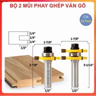 Bộ mũi phay ghép ván gỗ âm dương cốt 12ly7 - Mũi ghép ván cao cấp