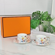 VX7E New Style Spaceman White Background Double Cup Saucer Cafe Household Bone China Coffee Cup Sauc