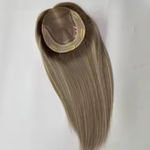 8*8 Silk Base Hair Toppers European Raw Hair Women Toupee Invisible Free Part Hair Toppers Hair Exte