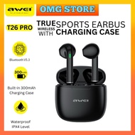 Awei T26 Pro Wireless TWS Sports Earbuds Bluetooth 5.3 Earphones With Mic Waterproof Noise Reduction Stereo Headphones