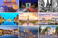 Paris Postcard Set 9 Individual Cards (Postcards) Photo Motifs Eiffel Tower, Sacre Coeur, Montmatre,
