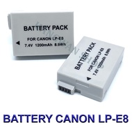 (แพ็คคู่2ชิ้น) LP-E8 / LPE8 แบตเตอรี่สำหรับกล้องแคนนอน Camera Battery For Canon EOS 550D,600D,650D,700D,Rebel T2i,T3i,T4i,T5i,Kiss X4,X5,X6i,X7i BY JAVA STORE