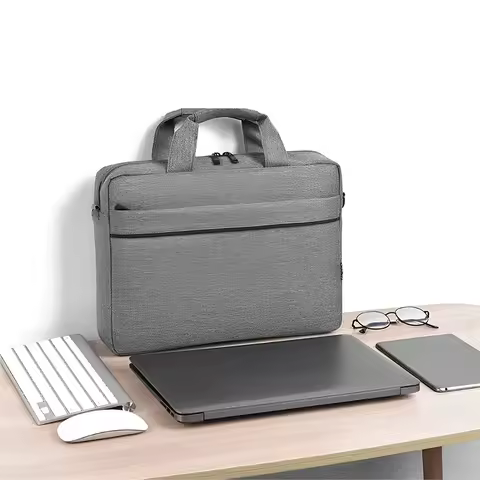 Laptop Carrying Case Shockproof Nylon Laptop Handbag Waterproof Laptop Shoulder Bag 3 Compartments L