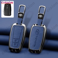 Zinc Alloy Nubuck & Car Key Case Cover Shell Keychain Buttons Genuine Leather Protection For Toyota 