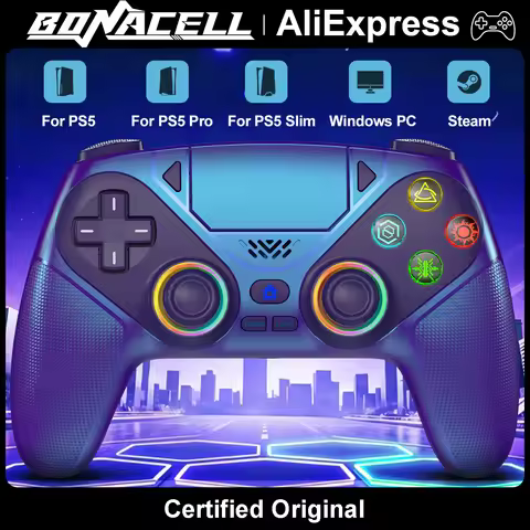 Controller For Playstation 5 PS5/PS5 Pro/Slim/PC,RGB Wireless BT Game Joystick Hall Effect 6 Axis Gy