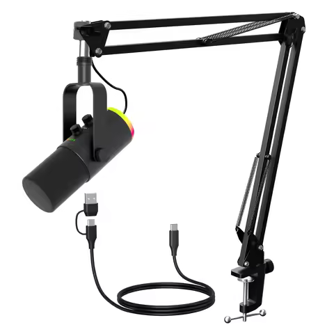 XLR/USB Gaming Microphone Kit: Dynamic PC Mic for Streaming Podcasting, Software Support, Mute Butto