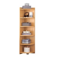 三角櫃六層落地置物架 書架書櫃 簡易組裝式儲物櫃客廳轉角書櫃三角櫃  拉絲橡木 尺寸 30 × 180cm [平行進口]