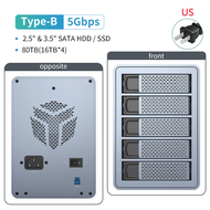 Yottamaster 5Bay Raid Hdd/ SSD การสนับสนุนการล้อมรอบ USB3.1 (GEN2) ประเภท C 10Gbps ความเข้ากันได้2.5