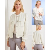Women's Casual Bomber Jacket Tweed Sparkle Bomber Jacket - TLB9411