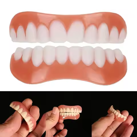 False Teeth Silicone Upper Lower Veneers Teeth Braces Dentures Paste Dentures Temporary Fake Tooth F