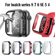 iWatch Case + Tempered Glass for iWatch 41mm 45mm Full Cover bumper iwatch Series 8 7 6 SE tempered glass protective case 40mm 44mm