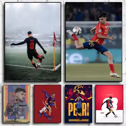 1PC Popular Spain Football P-Pedri Player Poster Self-adhesive Art Waterproof Paper Sticker Coffee H