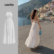 Lovito Boho Women's Plain Tiered Layer Dress L133AD055