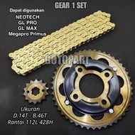Gear set Megapro Primus neotech GL Pro GL MAX gearset girset gigi tarik rantai roda model sss