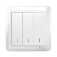 Schneider Affle Plus A3G33B2A_WE_G2 3 Gang 2 Way Flush Switch 10AX Wall Light Switch White (Urbanwar