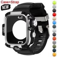 Silicone Strap+Metal Case for Apple Watch Ultra 3/2/1 49mm Series 11 46mm S10 46mm iWatch Series 10/