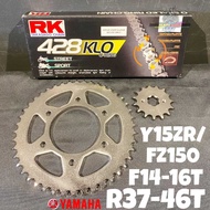 SPROCKET SET 428 SPOKET Yamaha FZ150 Y15ZR Rantai RK 428 KLO O-Ring Chain Gold F14/15/16T R 37T to 4