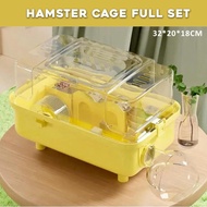 Deluxe hamster cage full set Hamster Cage Hamster Habitat Transparent Portable 32*20*18cm (s)