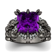 Jeulia 6.55 Carat Personalized Princess Cut Diamond Rings for Women Sterling Silver Double Row Halo 