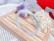 天然緬甸A貨翡翠 白底青 美人鐲 玉鐲