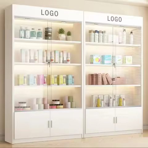 A Shelf Display Cabinet Nail Art Beauty Display Shelf Cosmetics Glass Door Multi-layer Shelf Beauty 