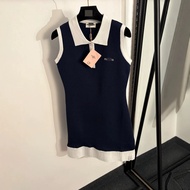 Mi-IU Women's Stylish Embroidered Pleated Sleeveless Knit Vest Dress