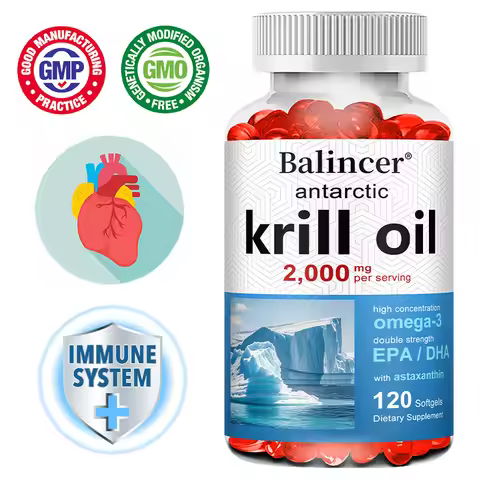 Antarctic Krill Oil 2000mg Supplement, 3X Strength Natural Source of Omega-3s, EPA 240mg + DHA 160mg
