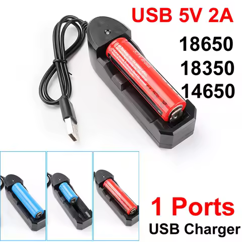 1 Ports Slots 5V 2A 4.2V 1000mA USB Charger For 10440 14500 16340 16650 14650 18350 18650 18500 Rech