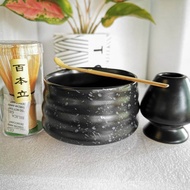 อุปกรณ์ชงมัทฉะแบบญี่ปุ่น4ชิ้น ชุดของฝาก chawan ถ้วยชงชา แปรงชงชา chasen
