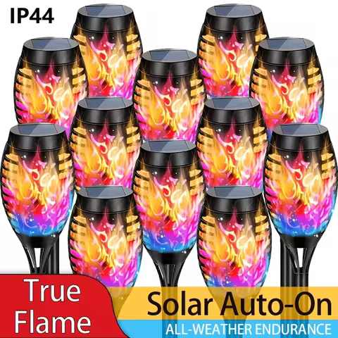 Solar Outdoor Lamp with Flickering Flame Effect Flashlight, IP44 Protection Level, 8pcs Solar Flame 
