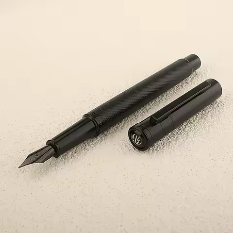 Hongdian 1850 Black Fountain Pen Metal Titanium Black EF/F/Bent Nib Beautiful Tree Texture Writing P