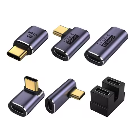 USB C Right Angle U-Shape Straight Angle Adapter Type C to Type C 40Gbps Fast Data Adapter Converter