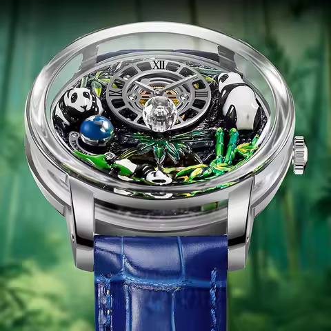 PINDU Design Panda Elements New Watch Mechanical Watch Crystal Blue Planet Theme Three-Dimensional D