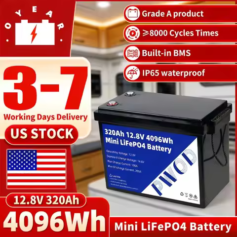 12V 320Ah 4096WH LiFePO4 Battery Built-in 4S200A BMS 2400W Rechargeable Lithium-ion Battery For Golf