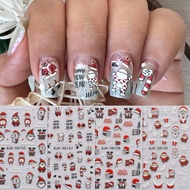 4pcs Christmas Glitter Manicure Relief Stickers - Santa Claus, Snowman, Snowflakes, Elk, Gingerbread