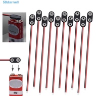 DARNELL 10Pcs Battery Holder Clip, Soft Hard Shell Snap on Battery Clip Connector, Black Red Cable 9