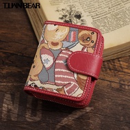 ❦❀□Dompet Kecil Pendek Beruang Setiap Hari Perempuan Versi Korea Fesyen Lipat Comel Dompet Syiling K