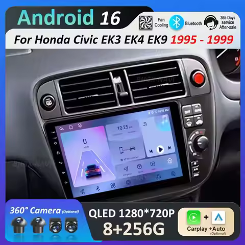 Android 16 System for Honda Civic EK3 EK4 EK9 1995 1996 1998 1999 WIFI Touch Screen Wireless Carplay