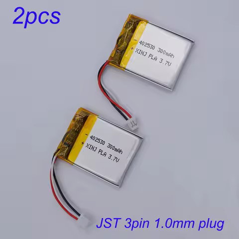 2pcs 3.7V 300mAh 1.11Wh Thermistor NTC 3 Wires JST 3Pin 1.0mm Plug 402530 Li-Polymer Rechargeable Li
