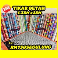 TIKAR GETAH 4.5 KAKI X 25 METER SEGULUNG TEBAL 0.3MM ALAS MEJA LANTAI JENIS NIPIS NEW DESIGN